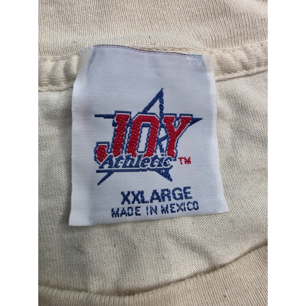Vintage Joy Athletic T-Shirt Mens 2XL Beige Graphic Print 100% Cotton Streetwear - Picture 5 of 9